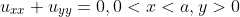 u_{xx} + u_{yy} = 0, 0 < x < a, y > 0